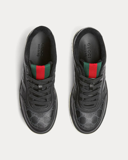 Gucci Re-Web with GG Outline Pebbled Leather Black Low Top Sneakers - 2