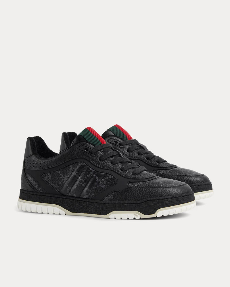 Gucci Re-Web with GG Outline Pebbled Leather Black Low Top Sneakers - 3