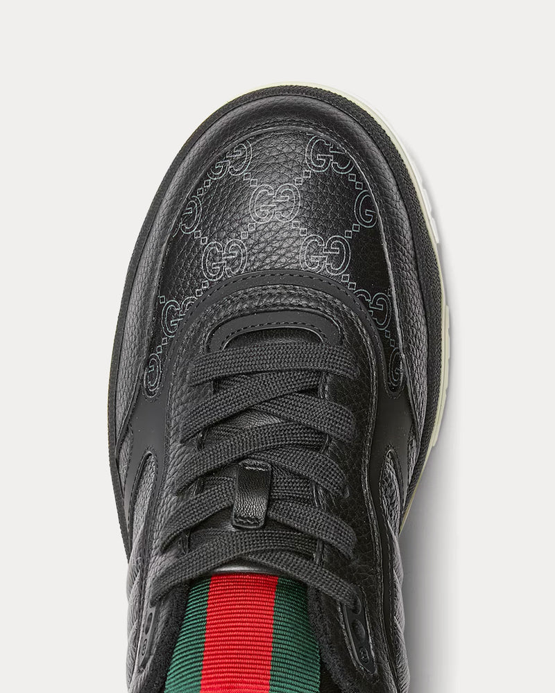 Gucci Re-Web with GG Outline Pebbled Leather Black Low Top Sneakers - 5