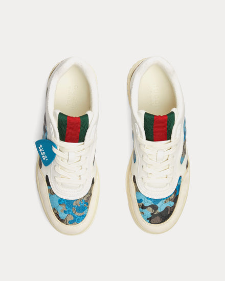 Gucci Re-Web with GG Monogram & Camouflage Blue / White Low Top Sneakers - 2