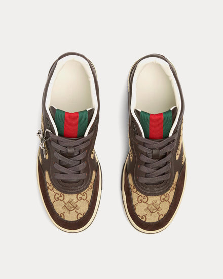 Gucci Re-Web with Horse-Shaped Charm Dark Brown / Beige Low Top Sneakers - 2