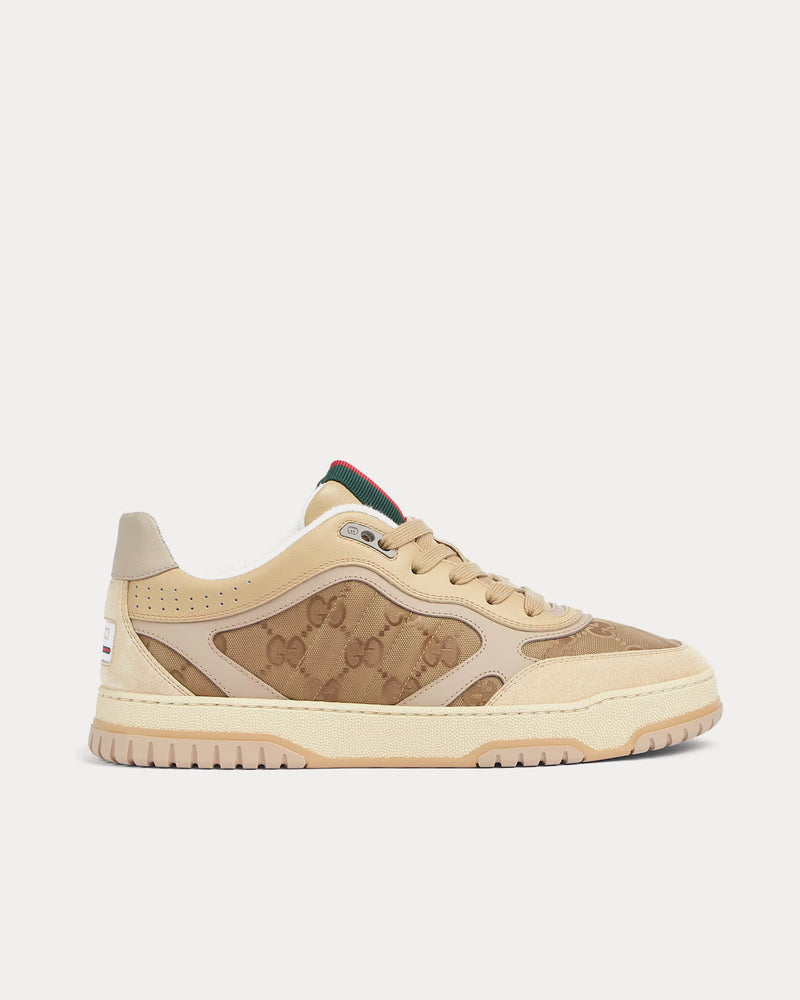 Gucci Re-Web with GG Nylon Beige / Dark Brown Low Top Sneakers - 1