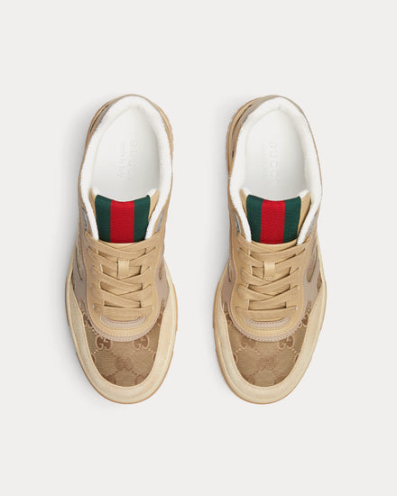 Gucci Re-Web with GG Nylon Beige / Dark Brown Low Top Sneakers - 2