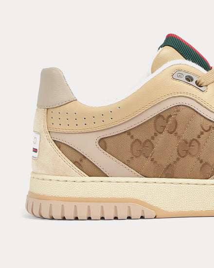 Gucci Re-Web with GG Nylon Beige / Dark Brown Low Top Sneakers - 5