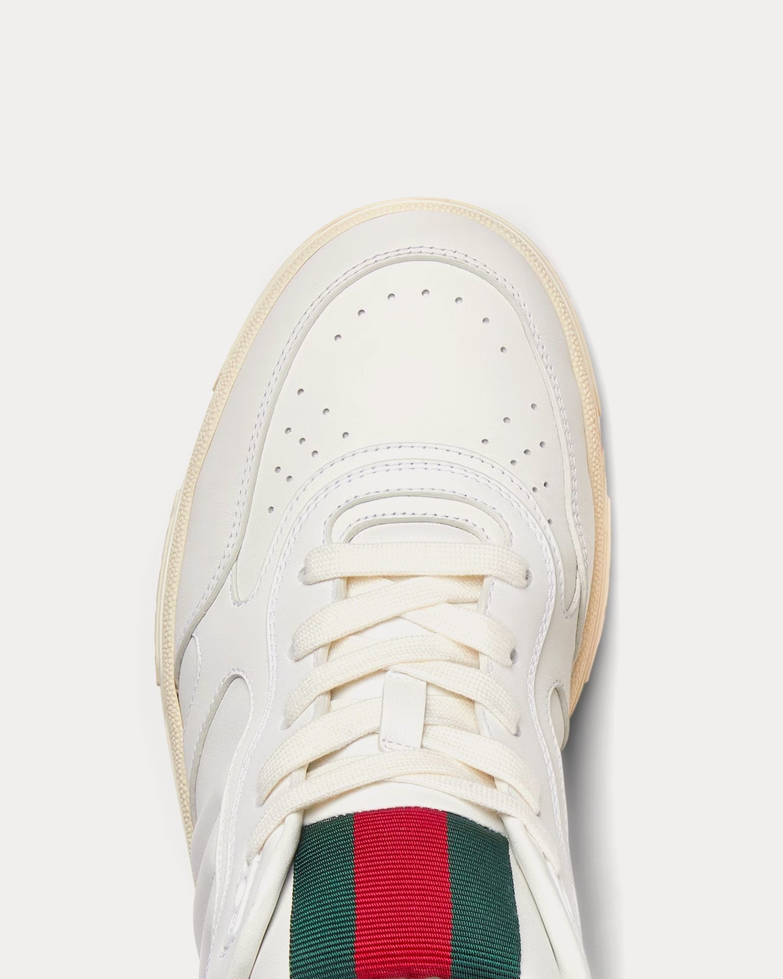 Gucci - Re-Web Leather White Low Top Sneakers