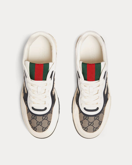 スニーカー GUCCI WHITE LEATHER RE-WEB SNEAKERS Gucci Re-Web leather sneakers in white - Gucci | Mytheresa
