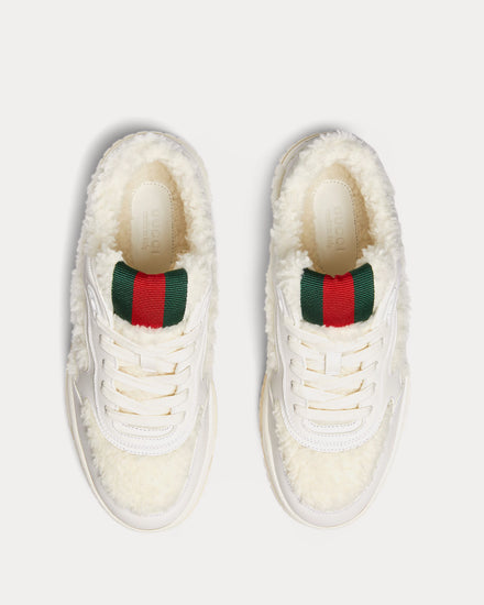Gucci Re-Web with Merino Wool-Effect Fabric White Low Top Sneakers - 2