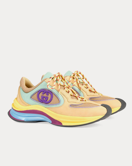 Gucci Run Suede Yellow / Turquoise Low Top Sneakers - 3
