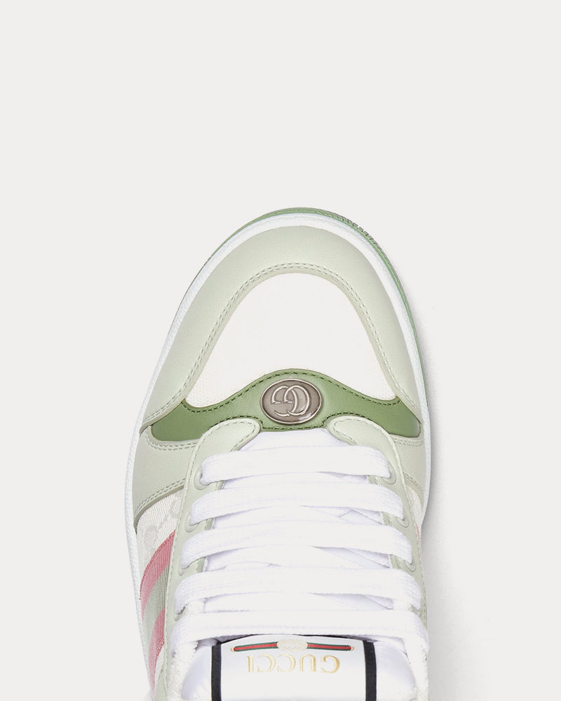 スニーカー GUCCI  Gucci Sneakers Women Leather White/Green Gucci White/Green Leather and Crocodile Ace Web Sneakers