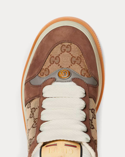 【GUCCI】メンズ☆Screener GG レースアップ スニーカー BEIGE Gucci Men's Screener GG Canvas Beige / Ebony Low Top