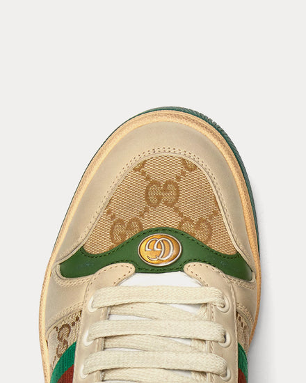 Gucci Screener with Leather Beige Sneaker Mules - 5