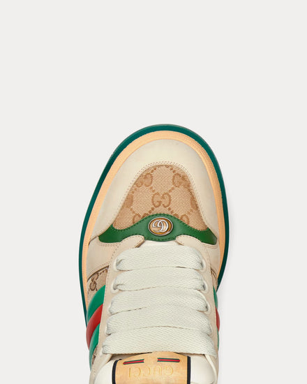 Gucci Screener with Web & GG Canvas Beige / Green Low Top Sneakers - 4