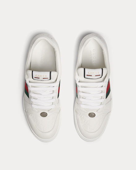 Gucci Screener with Web Leather White Low Top Sneakers - 2