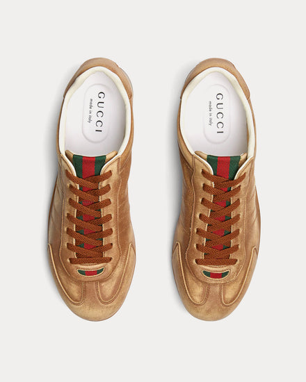 Gucci Shift Leather Brown Low Top Sneakers - 2