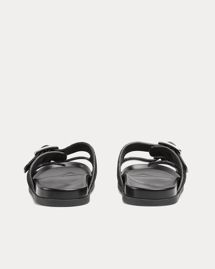 Gucci Slide Buckle GG Suede Black Sandals - 4