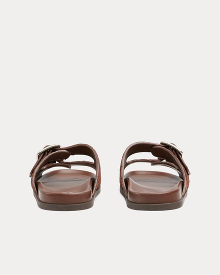 Gucci Slide Buckle GG Suede Brown Sandals - 4
