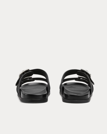 Gucci Slide Buckle GG Canvas Black Sandals - 4
