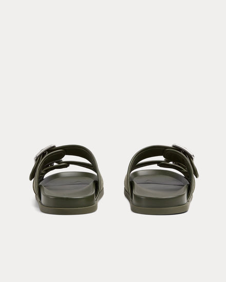 Gucci Slide Buckle GG Canvas Dark Green Sandals - 4