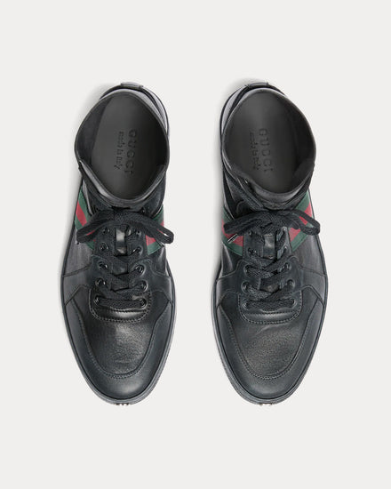 Gucci Stretch Leather Black High Top Sneakers - 2