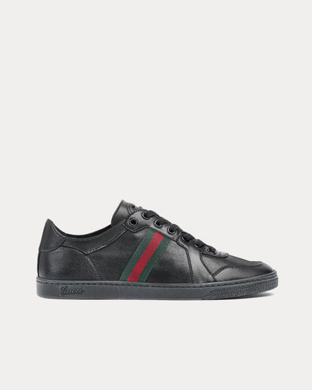 Gucci Stretch Leather Black Low Top Sneakers - 1