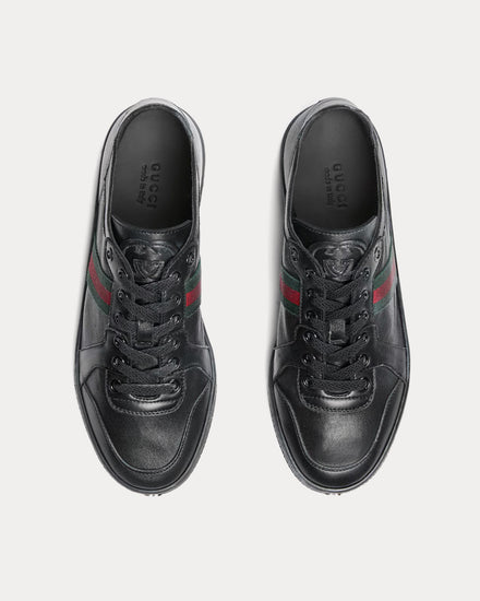 Gucci Stretch Leather Black Low Top Sneakers - 2