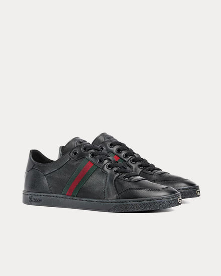 Gucci Stretch Leather Black Low Top Sneakers - 3