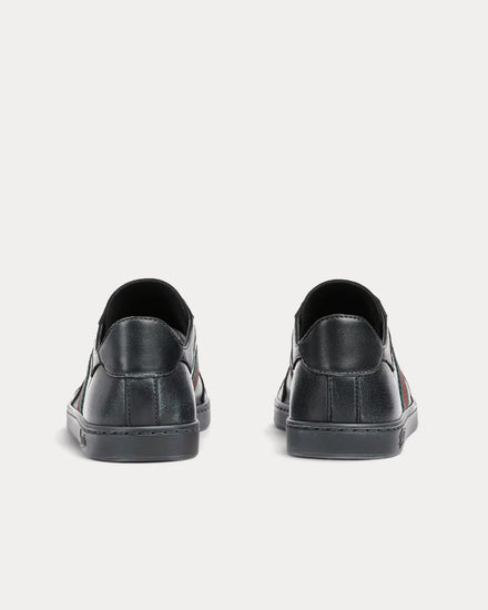 Gucci Stretch Leather Black Low Top Sneakers - 4