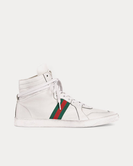 Gucci Stretch Leather White High Top Sneakers - 1