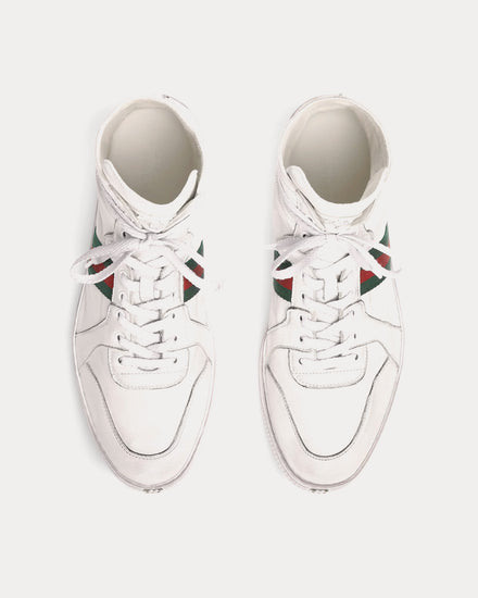 Gucci Stretch Leather White High Top Sneakers - 2