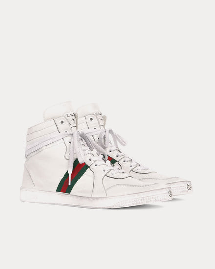 Gucci Stretch Leather White High Top Sneakers - 3