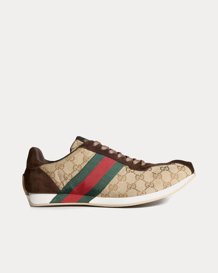 Gucci Tempo GG Canvas Sand / Dark Brown Low Top Sneakers - 1