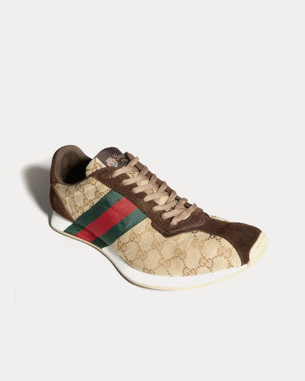 Gucci Tempo GG Canvas Sand / Dark Brown Low Top Sneakers - 3