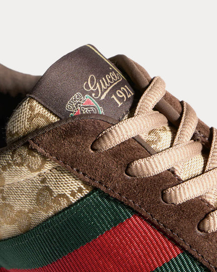 Gucci Tempo GG Canvas Sand / Dark Brown Low Top Sneakers - 5