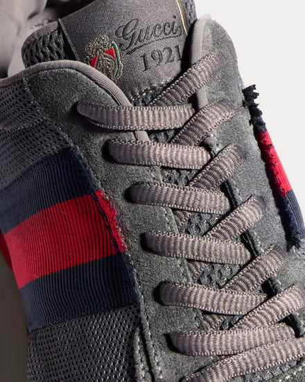 Gucci Tempo Mesh & Suede Dark Grey Low Top Sneakers - 6