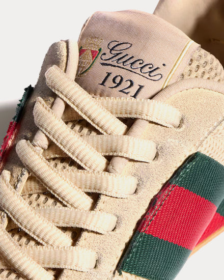 Gucci Tempo Mesh & Suede Sand Low Top Sneakers - 5