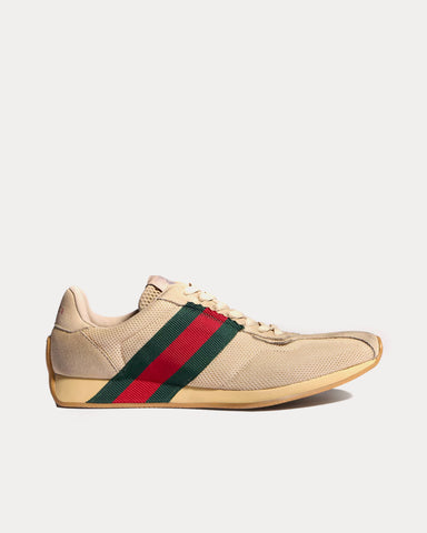 Gucci Tempo Mesh & Suede Sand Low Top Sneakers