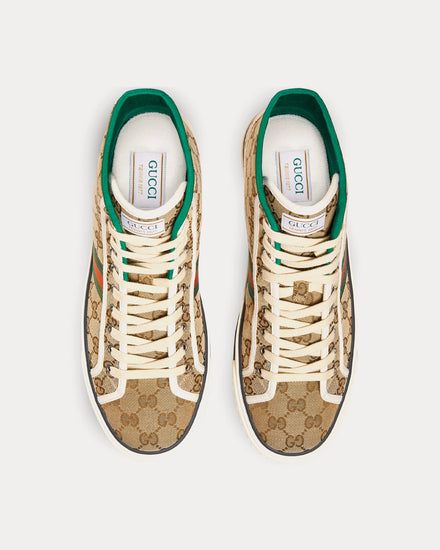 【GUCCI】Tennis 1977 High Top Sneakers Beige:Ebony GUCCI New beige ebony GG CANVAS TENNIS 1977 High Top