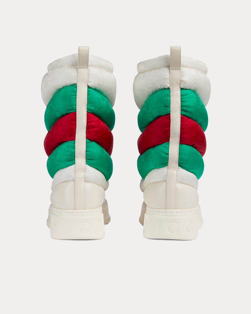 Gucci GG Chevron Nylon Off-White / Green / Red Snow Boots - 3