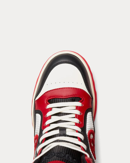 GUCCI★素敵！MAC80 High Black White Red Leather Sneakers NEW GUCCI MEN'S MAC80 BLACK RED LEATHER INTERLOCKING G