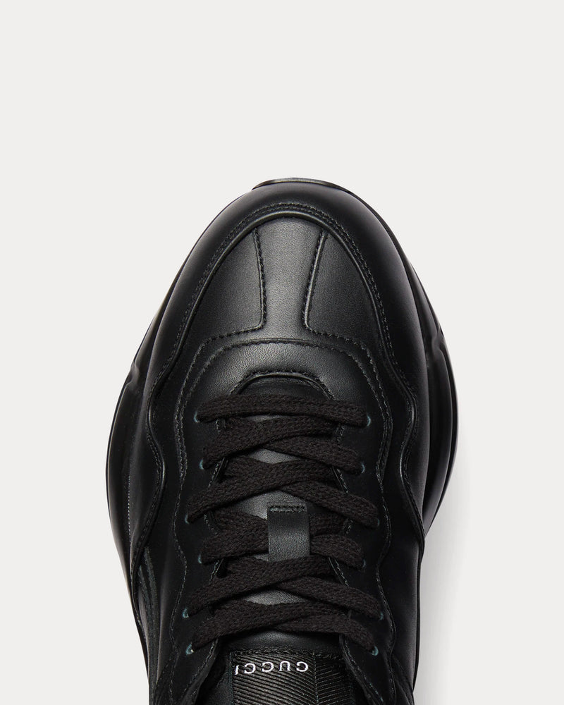 Gucci Women's Rhyton Leather Black Low Top Sneakers