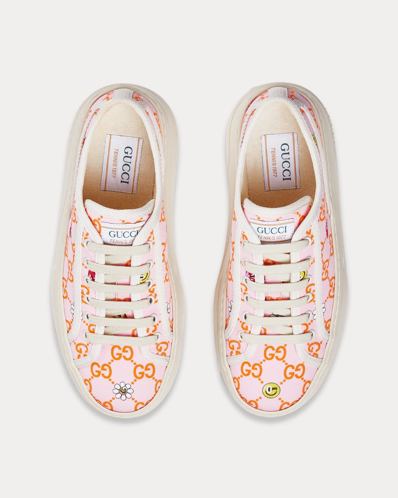 Gucci x Hattie Stewart - GG Canvas Pink / Ivory Low Top Sneakers