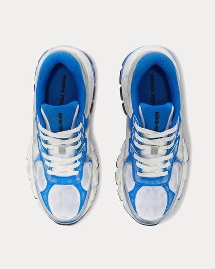 Heron Preston Block Stepper Vintage Leather Light Grey / Blue Low Top Sneakers - 2