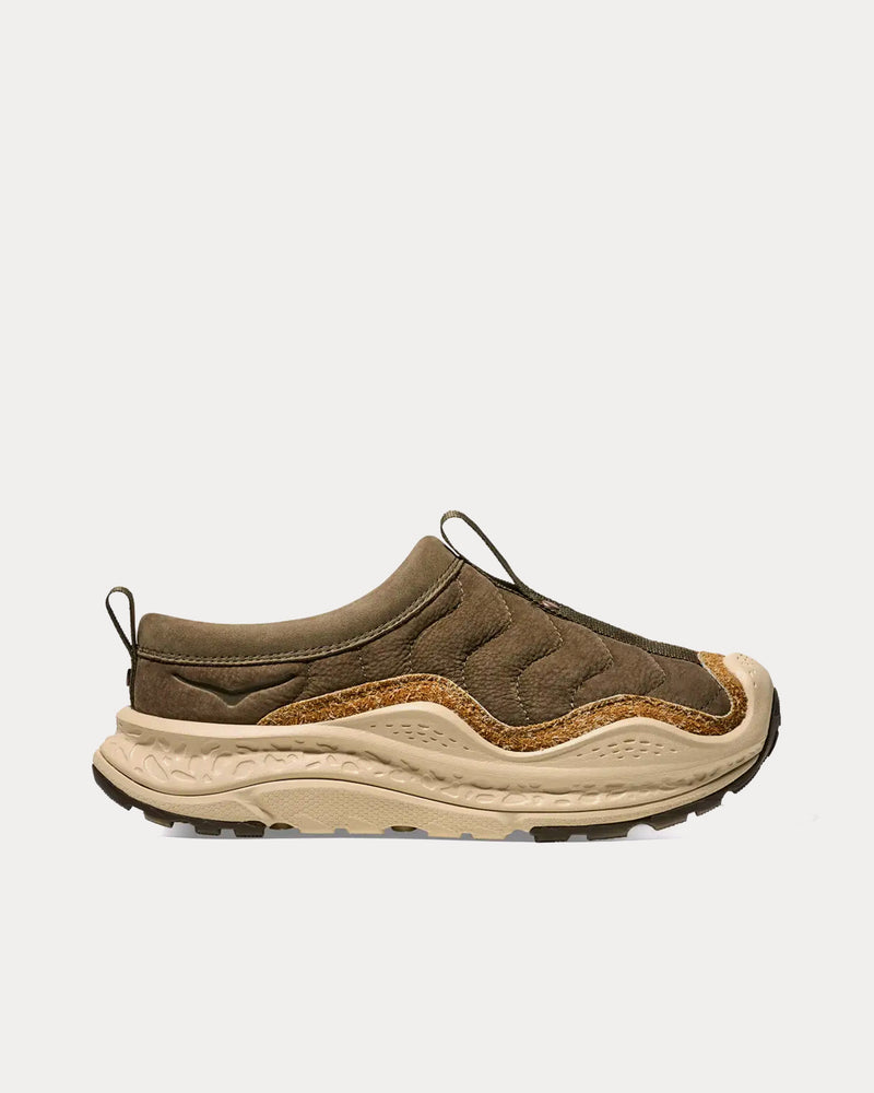 HOKA Elite Terrain System Ora Primo Antique Olive / Oat Milk Slip On Sneakers - 1