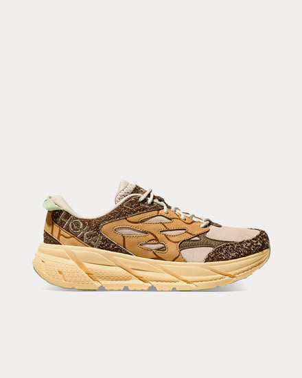 HOKA Elite Terrain System Clifton L Suede Oat Milk / Pollen Running Shoes - 1