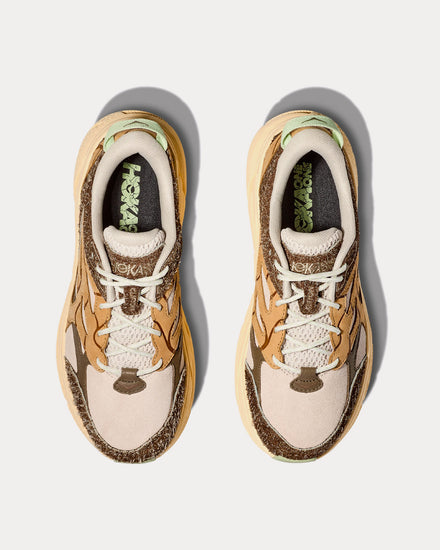 HOKA Elite Terrain System Clifton L Suede Oat Milk / Pollen Running Shoes - 2