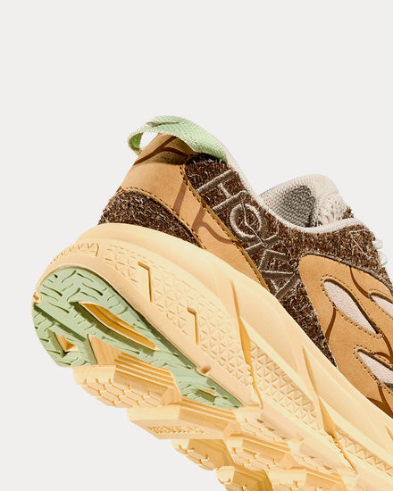 HOKA Elite Terrain System Clifton L Suede Oat Milk / Pollen Running Shoes - 3