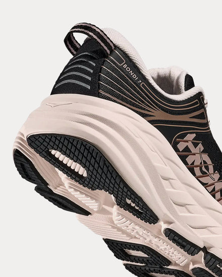 HOKA Bondi 7 Black / Rose Cream Low Top Sneakers - 5