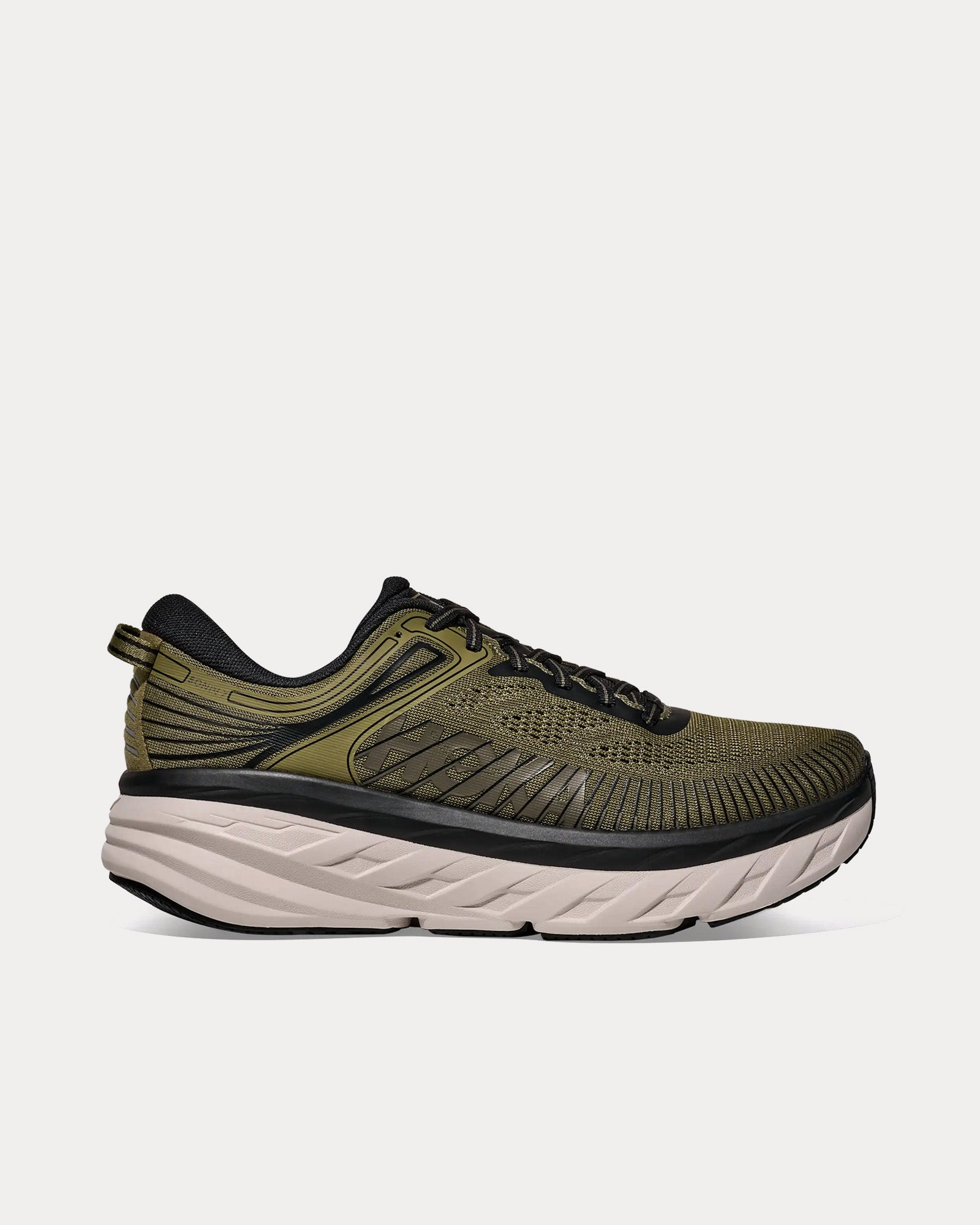 HOKA Men's Bondi 7 Wild Rye / Black Low Top Sneakers