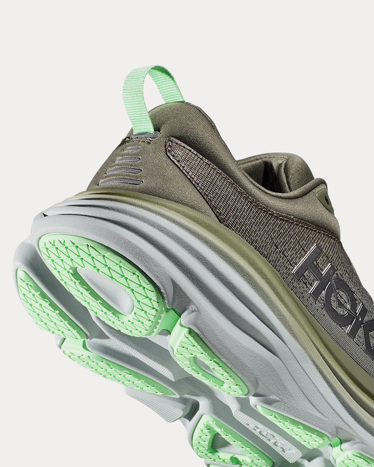 Hoka Bondi 8 Olive Haze / Mercury Running Shoes Sneak in Peace