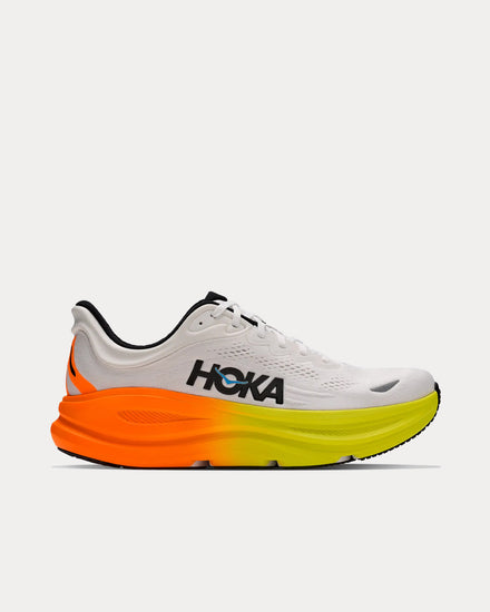 HOKA Bondi 9 White / Neon Tangerine Running Shoes - 1